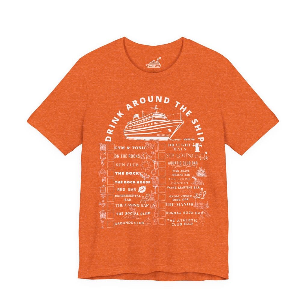 Brilliant Lady bar crawl shirt in heather orange with white text