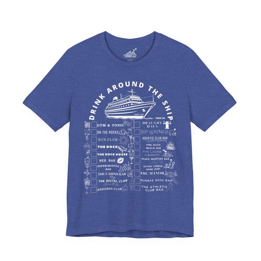 Scarlet Lady Bar Crawl Shirt in Heather True Royal Blue Crew Neck With White Text