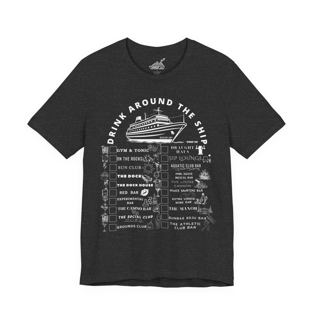 Resilient Lady bar crawl shirt in heather dark grey with white text