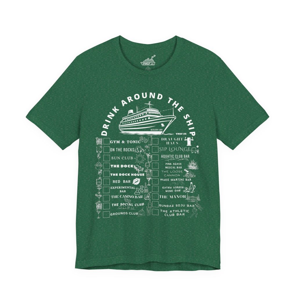 Resilient Lady bar crawl shirt in heather grass green with white text