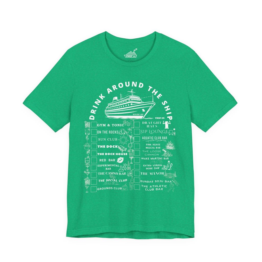 Resilient Lady bar crawl shirt in heather kelly green with white text