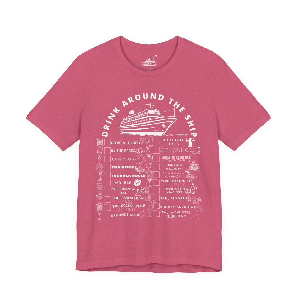 Resilient Lady bar crawl shirt in heather raspberry with white text