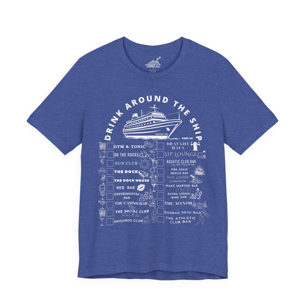 Resilient Lady bar crawl shirt in heather true royal blue with white text